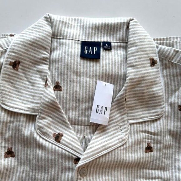 Gap Adult Softest Flannel PJ Shirt Brannan Bear Unisex L - Picture 7 of 8